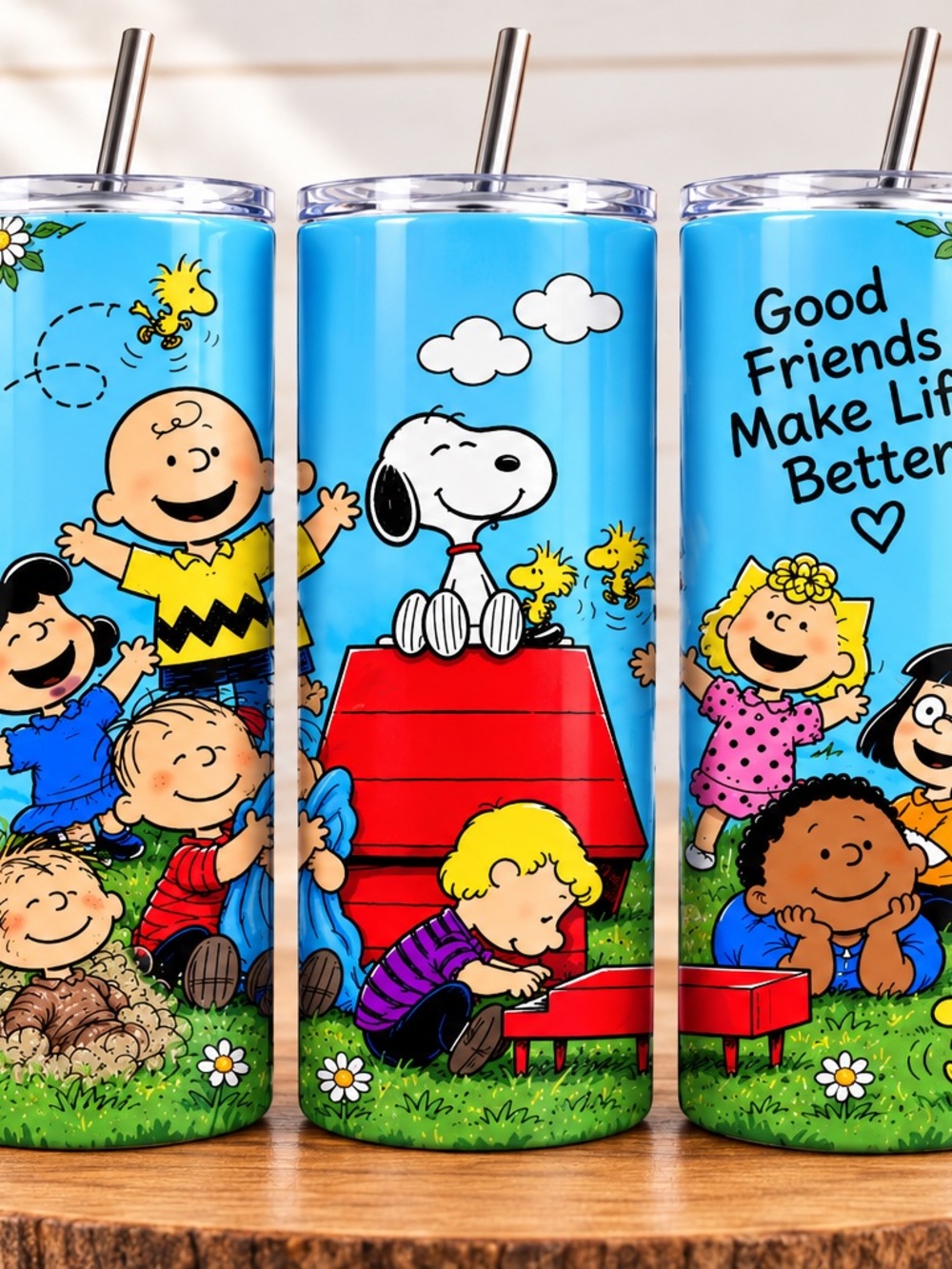 Peanuts Blue Stainless Steel Tumbler with Snoopy & Friends
